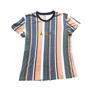 Rue 21 Shirt Adult Medium Retro Paris‎ Colorblock Vertical Striped Colorful Mens